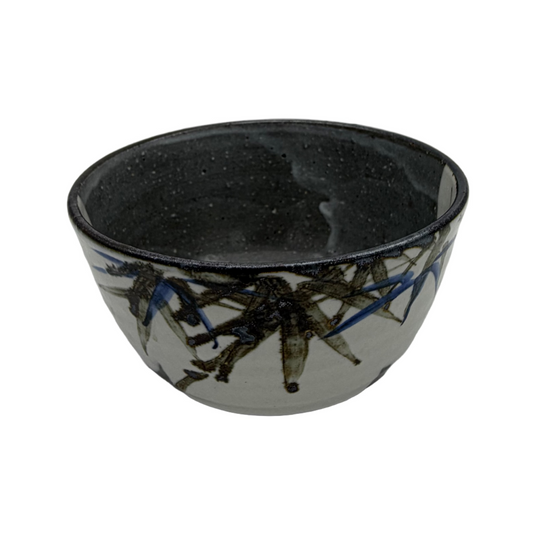 Vintage Chawan blauer Bambus